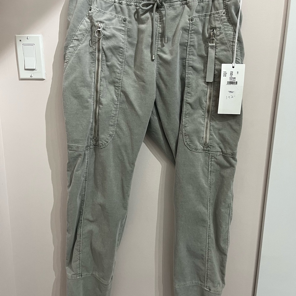 MAC Jeans Fine Corduroy Grey Jogger Pants with Drawstring Waist